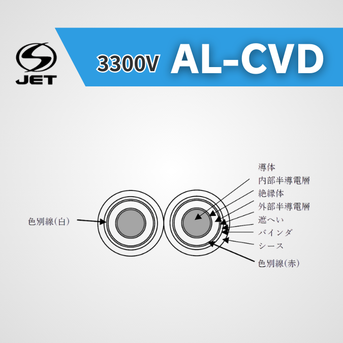 AL-CVDケーブル【高圧 3300V】 高圧アルミCVDケーブル 500m